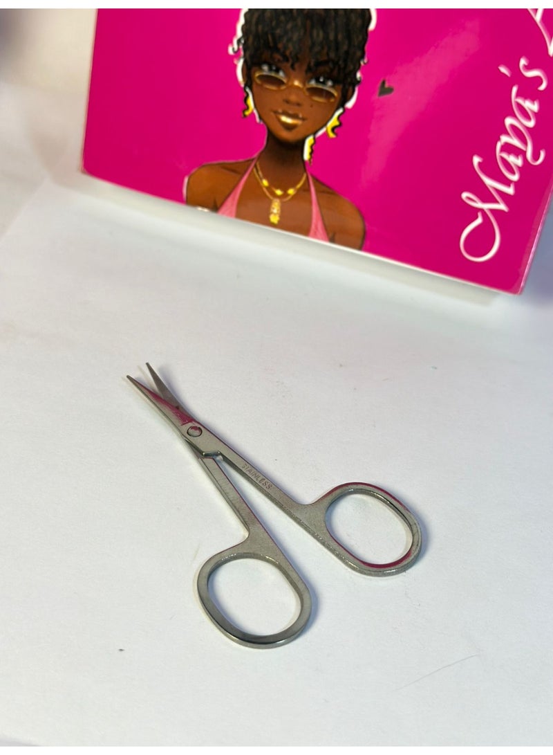 Stainless Steel Scissors with Sharp Curved Blades for Eyebrows, Facial Hair, False Eyelashes 1PC - Image 2
